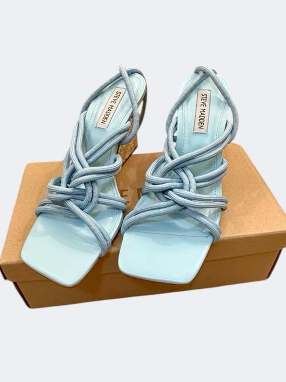 Steve Madden Idolized Blue 70s Style Ankle-Tie Espadrille Wedge Sandals Size 7